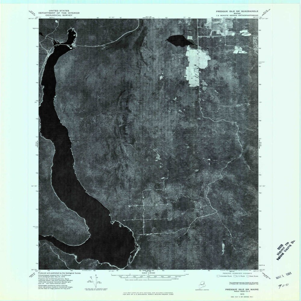 YellowMaps Presque Isle SW ME topo map, 1:24000 Scale, 7.5 X 7.5 Minute, Historical, 1975, Updated 1981, 27.3 x 21.6 in - Polypropylene