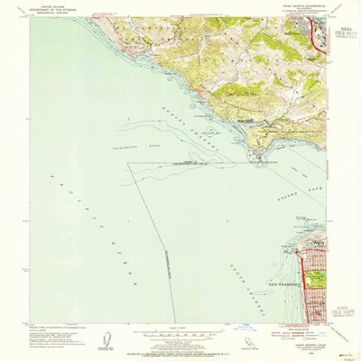 YellowMaps Point Bonita CA topo map, 1:24000 Scale, 7.5 X 7.5 Minute, Historical, 1954, Updated 1955, 26.8 x 22 in - Polypropylene