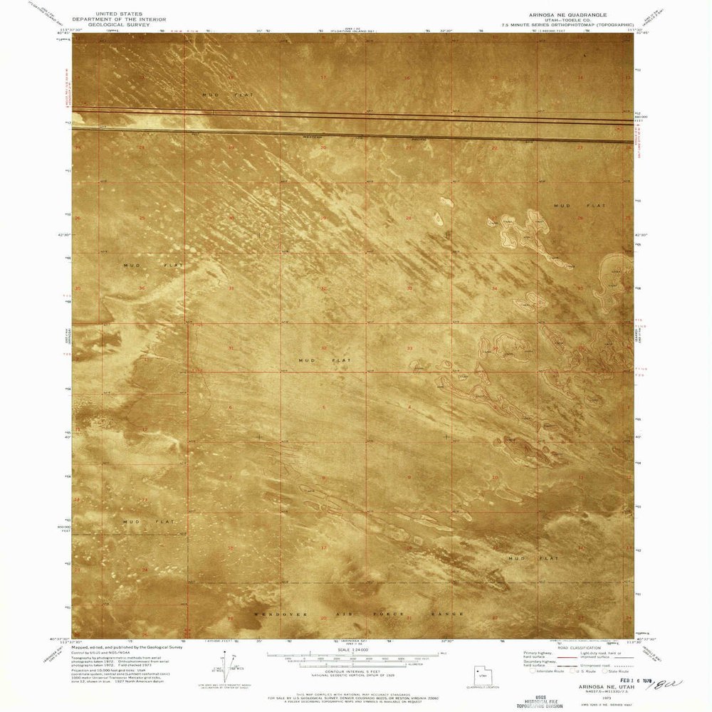 YellowMaps Arinosa NE UT topo map, 1:24000 Scale, 7.5 X 7.5 Minute, Historical, 1973, Updated 1977, 26.6 x 21.8 in - Polypropylene