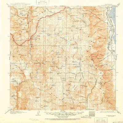 YellowMaps Olancha CA topo map, 1:125000 Scale, 30 X 30 Minute, Historical, 1907, Updated 1951, 20.8 x 16.5 in - Polypropylene