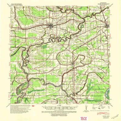 YellowMaps Baird MS topo map, 1:62500 Scale, 15 X 15 Minute, Historical, 1940, Updated 1942, 21.8 x 17.9 in - Tyvek
