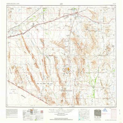 YellowMaps AJO AZ topo map, 1:250000 Scale, 1 X 2 Degree, Historical, 1962, Updated 1962, 22.1 x 34.1 in - Polypropylene