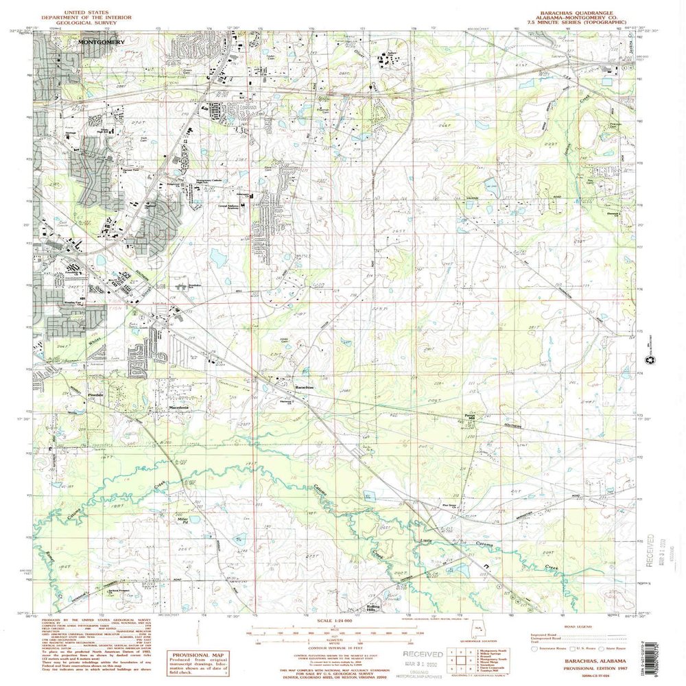 YellowMaps Barachias AL topo map, 1:24000 Scale, 7.5 X 7.5 Minute, Historical, 1987, Updated 1987, 26.8 x 22 in - Polypropylene