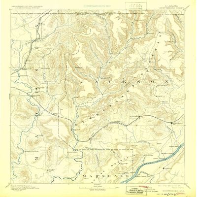 YellowMaps Scottsboro AL topo map, 1:125000 Scale, 30 X 30 Minute, Historical, 1892, Updated 1925, 19.8 x 16.4 in - Tyvek