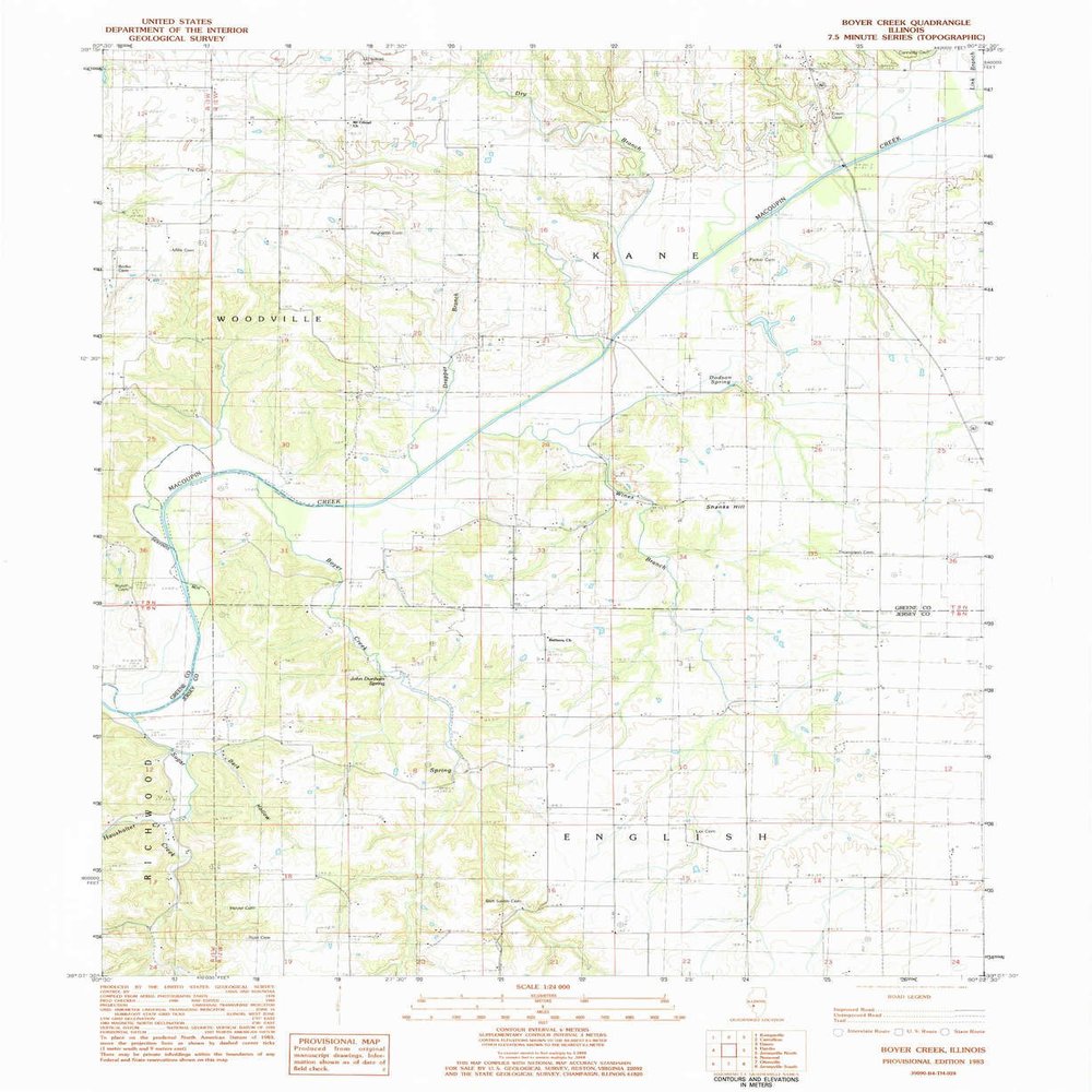 YellowMaps Boyer Creek IL topo map, 1:24000 Scale, 7.5 X 7.5 Minute, Historical, 1983, Updated 1984, 26.8 x 22 in - Polypropylene