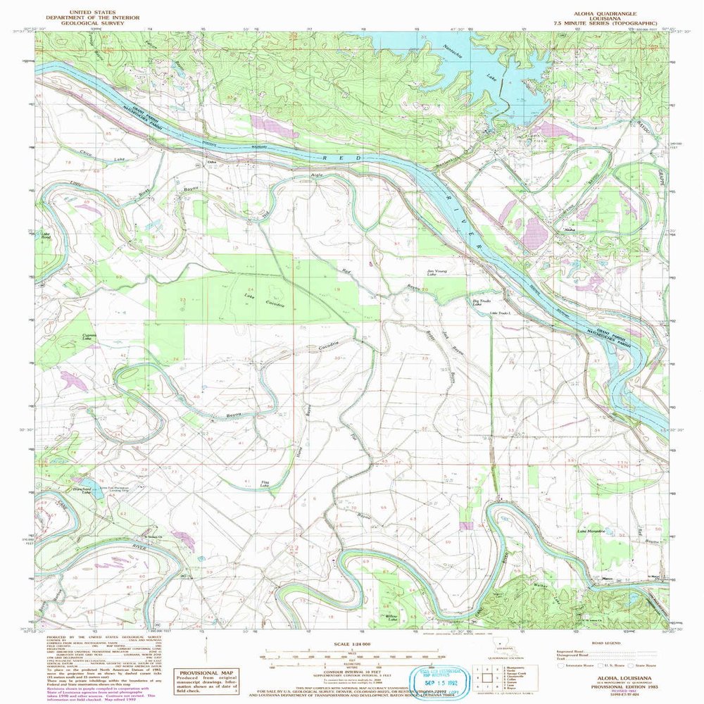 YellowMaps Aloha LA topo map, 1:24000 Scale, 7.5 X 7.5 Minute, Historical, 1983, Updated 1992, 26.8 x 21.6 in - Tyvek