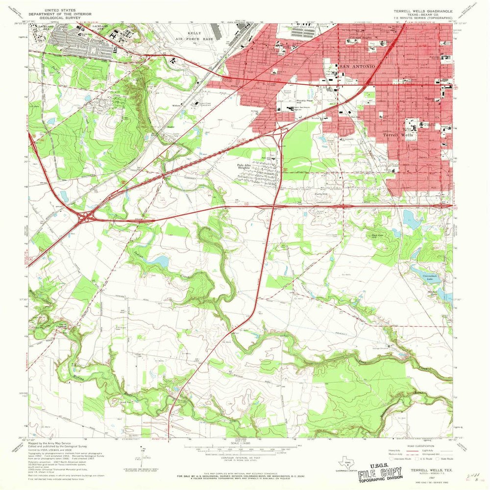 Terrell Wells TX topo map, 1:24000 Scale, 7.5 X 7.5 Minute, Historical, 1967, Updated 1969, 26.9 x 23 in - Polypropylene
