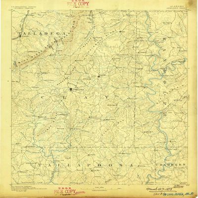 YellowMaps Ashland AL topo map, 1:125000 Scale, 30 X 30 Minute, Historical, 1891, Updated 1898, 19.8 x 16.5 in - Tyvek