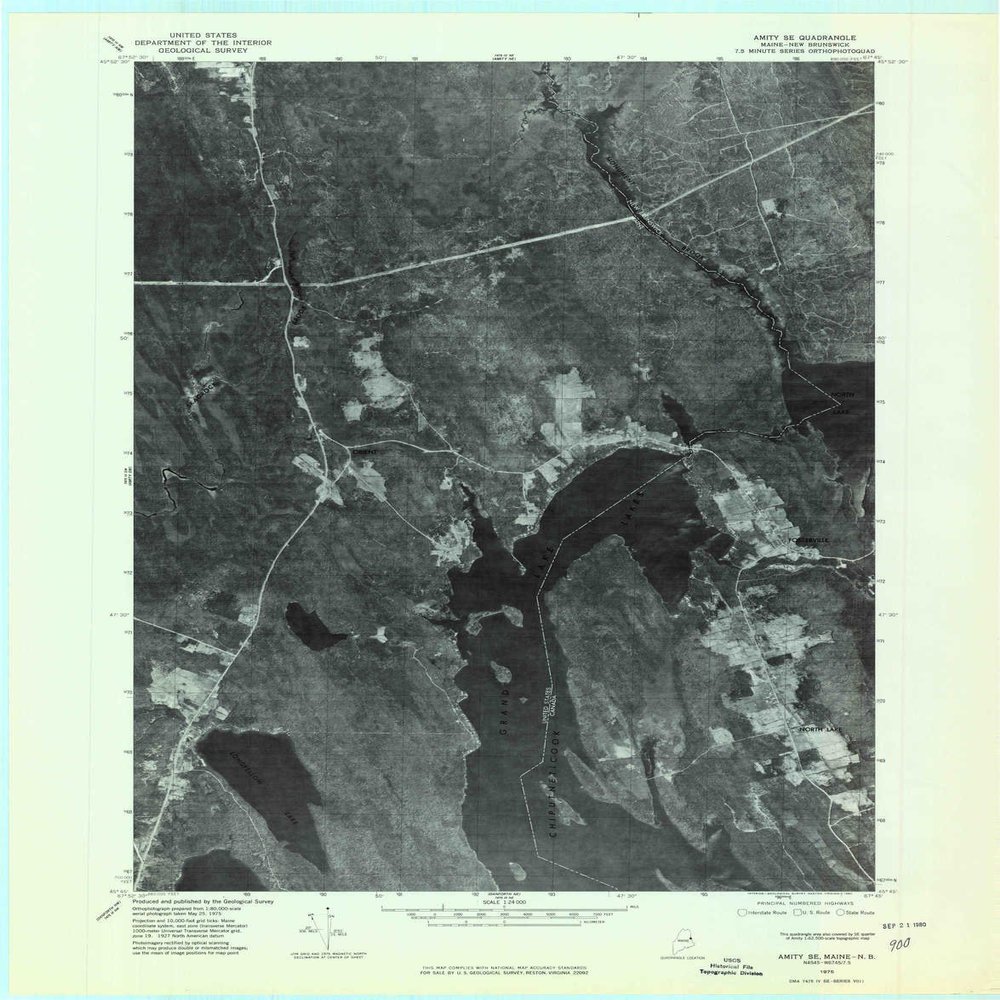 YellowMaps Amity SE ME topo map, 1:24000 Scale, 7.5 X 7.5 Minute, Historical, 1975, Updated 1980, 27.5 x 21.5 in - Polypropylene