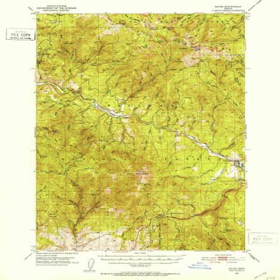 YellowMaps Bates OR topo map, 1:62500 Scale, 15 X 15 Minute, Historical, 1951, Updated 1953, 20.7 x 16.8 in - Tyvek