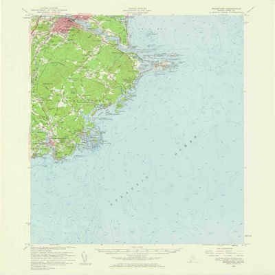 YellowMaps Biddeford ME topo map, 1:62500 Scale, 15 X 15 Minute, Historical, 1956, Updated 1960, 21 x 16.5 in - Tyvek