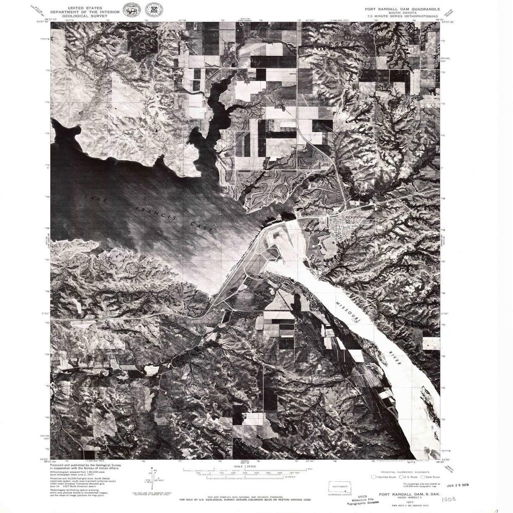 YellowMaps Fort Randall Dam SD topo map, 1:24000 Scale, 7.5 X 7.5 Minute, Historical, 1977, Updated 1979, 26.7 x 22 in - Tyvek