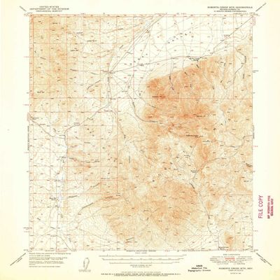 YellowMaps Roberts Creek MTN NV topo map, 1:62500 Scale, 15 X 15 Minute, Historical, 1951, 20.8 x 16.9 in - Polypropylene