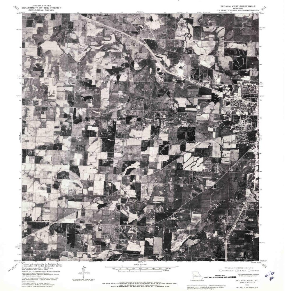 YellowMaps Sedalia West MO topo map, 1:24000 Scale, 7.5 X 7.5 Minute, Historical, 1980, Updated 1981, 26.8 x 21.9 in - Tyvek