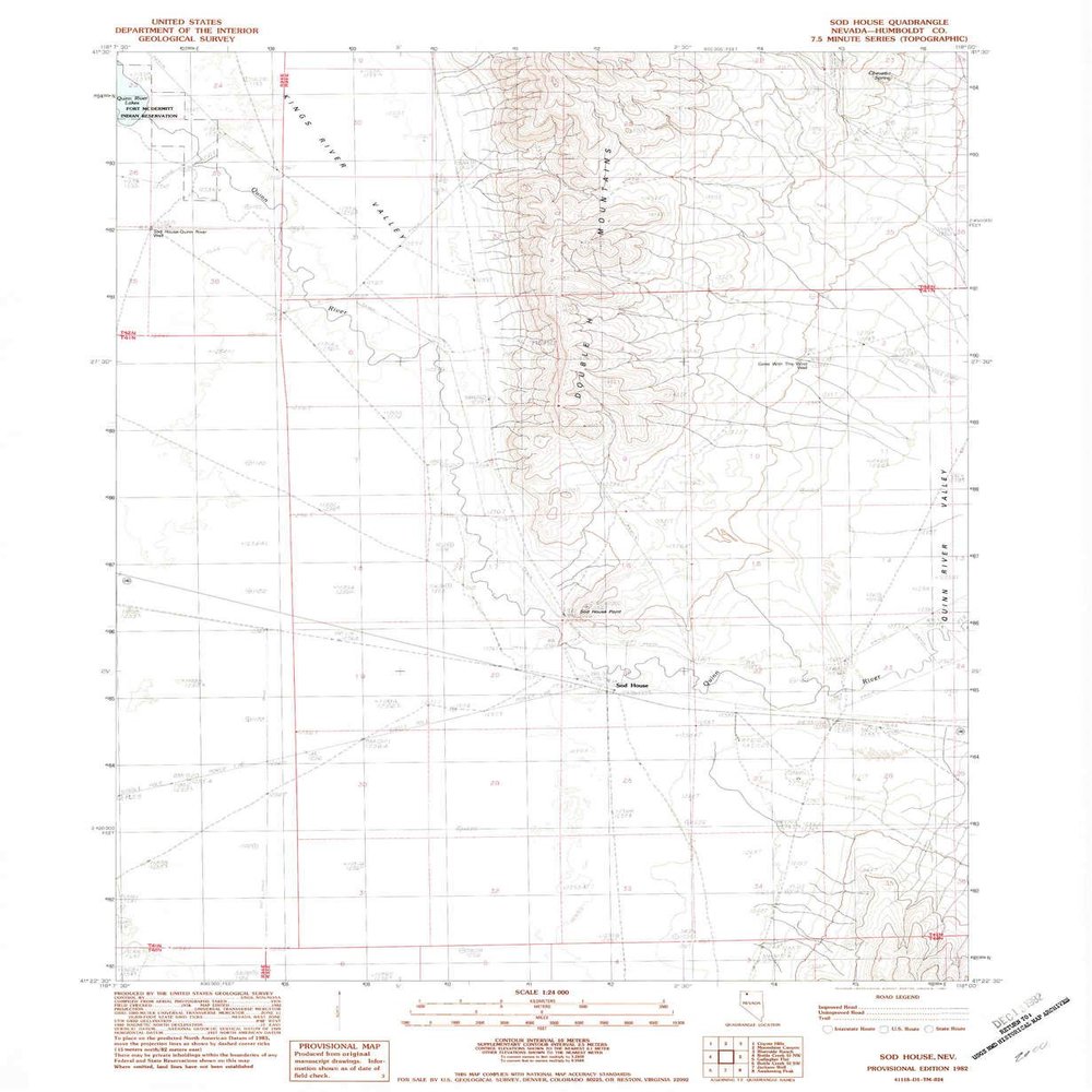 YellowMaps Sod House NV topo map, 1:24000 Scale, 7.5 X 7.5 Minute, Historical, 1982, Updated 1982, 26.8 x 22 in - Tyvek