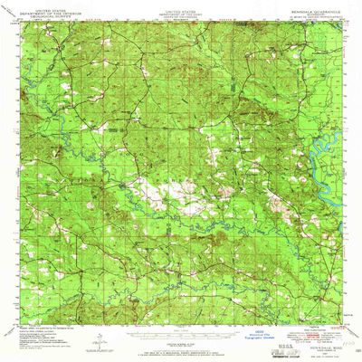 YellowMaps Benndale MS topo map, 1:62500 Scale, 15 X 15 Minute, Historical, 1947, Updated 1966, 20.8 x 16.9 in - Polypropylene