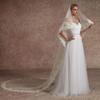 EllieHouse Cathedral Length 2 Tier Lace Bridal Wedding Veil For Bride Ivory 3 M view 3
