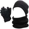 Mens Winter 3 Pieces Set Scarf Skull Beanie Hat Cap Touch Screen Gloves Mittens view 1