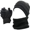 Mens Winter 3 Pieces Set Scarf Skull Beanie Hat Cap Touch Screen Gloves Mittens view 1