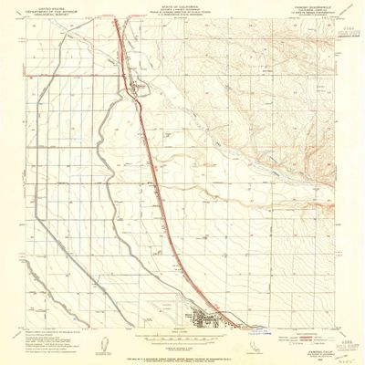 YellowMaps Famoso CA topo map, 1:24000 Scale, 7.5 X 7.5 Minute, Historical, 1953, Updated 1953, 26.9 x 22 in - Polypropylene