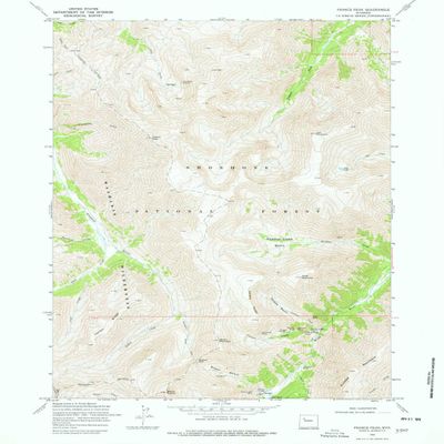 YellowMaps Francs Peak WY topo map, 1:24000 Scale, 7.5 X 7.5 Minute, Historical, 1969, Updated 1978, 26.8 x 21.7 in - Polypropylene