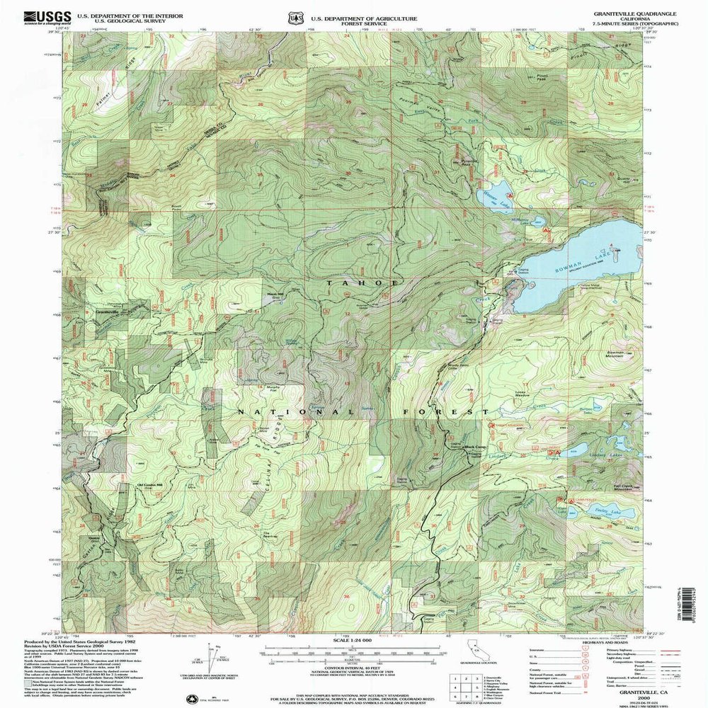 YellowMaps Graniteville CA topo map, 1:24000 Scale, 7.5 X 7.5 Minute, Historical, 2000, Updated 2003, 26.6 x 21.4 in - Polypropylene