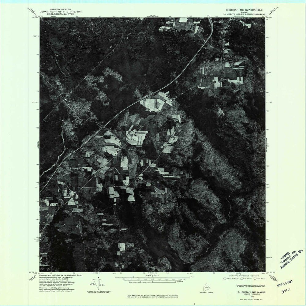 YellowMaps Sherman NE ME topo map, 1:24000 Scale, 7.5 X 7.5 Minute, Historical, 1975, Updated 1980, 27.4 x 21.6 in - Polypropylene