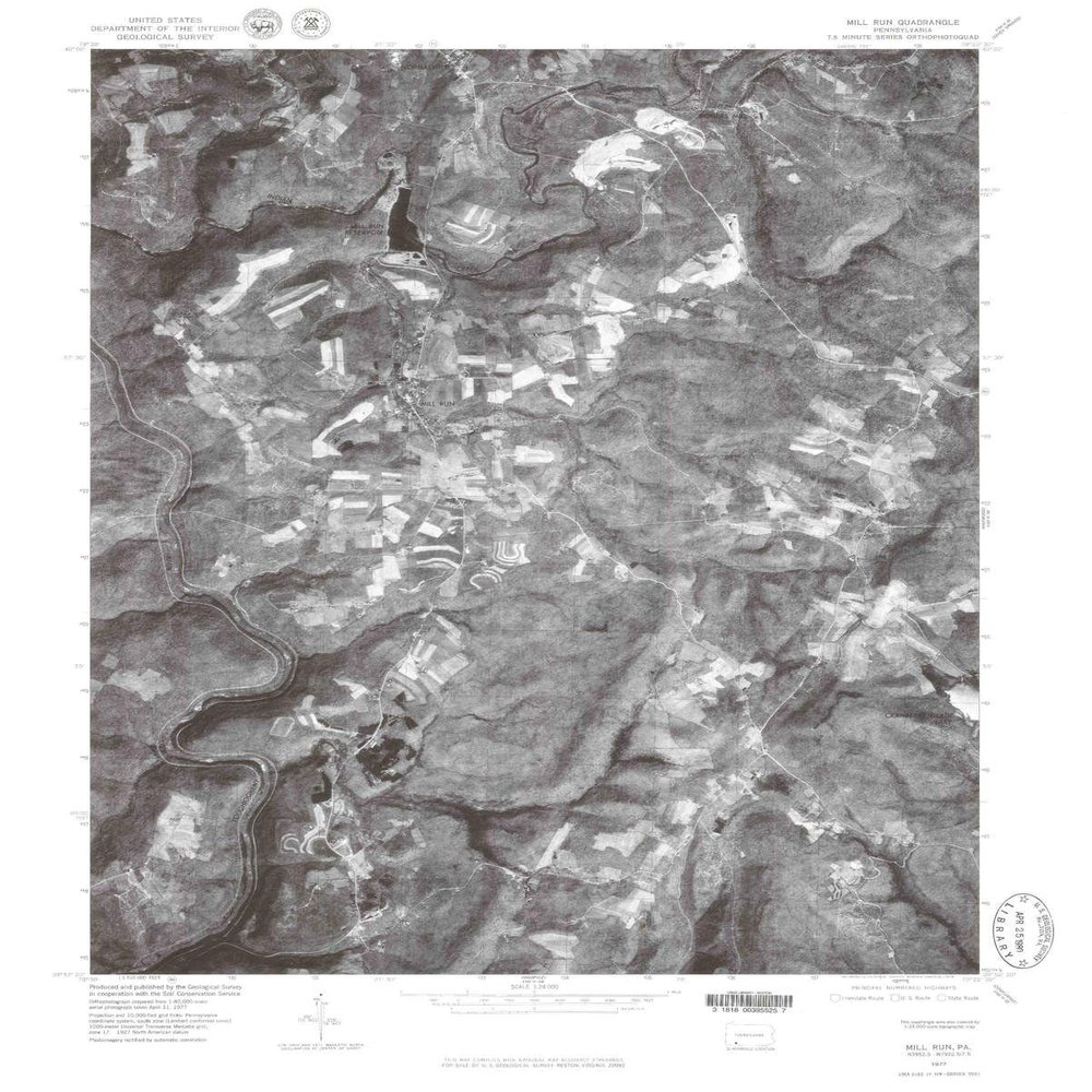 YellowMaps Mill Run PA topo map, 1:24000 Scale, 7.5 X 7.5 Minute, Historical, 1977, Updated 1979, 26.9 x 21.5 in - Polypropylene