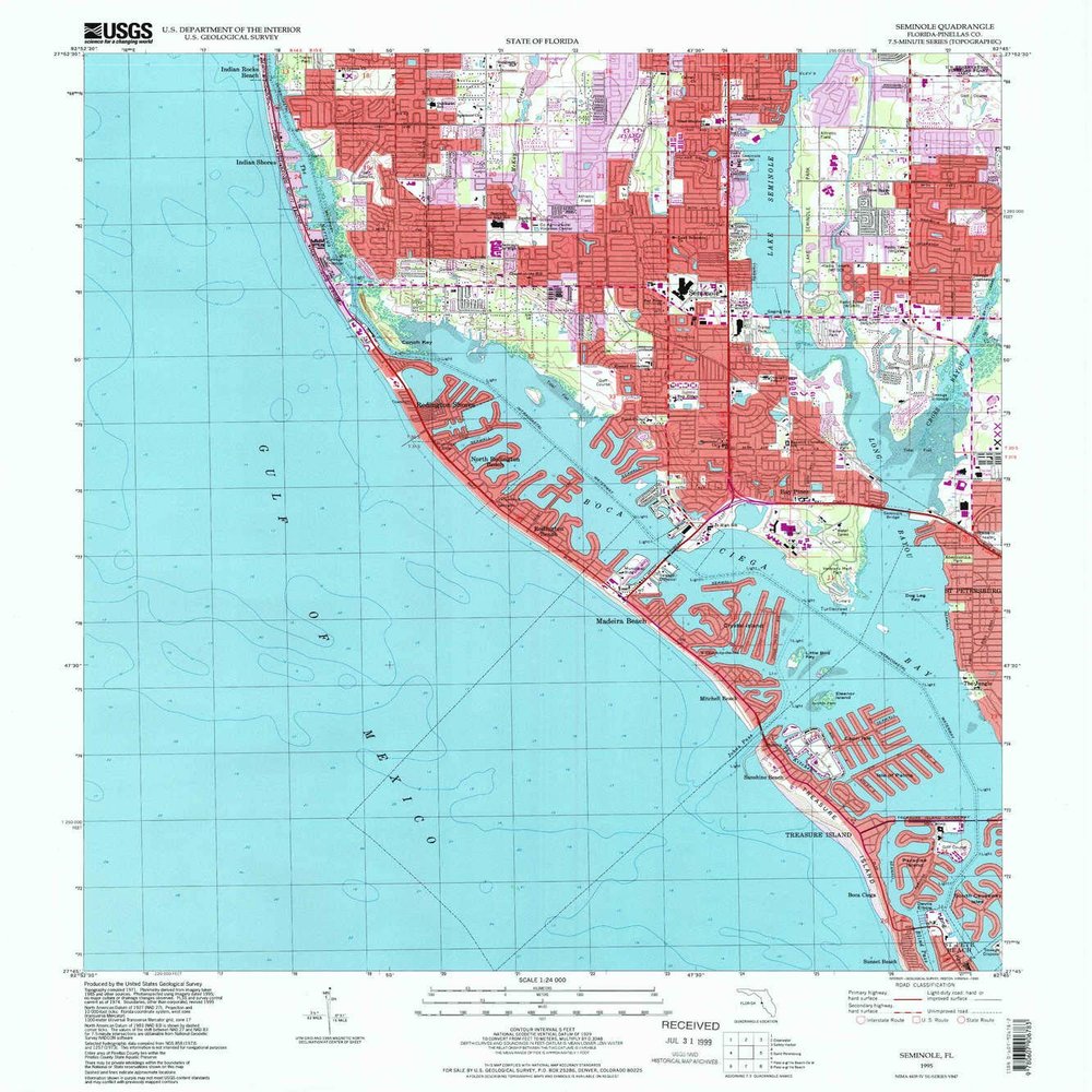 YellowMaps Seminole FL topo map, 1:24000 Scale, 7.5 X 7.5 Minute, Historical, 1995, Updated 1999, 27 x 24 in - Tyvek