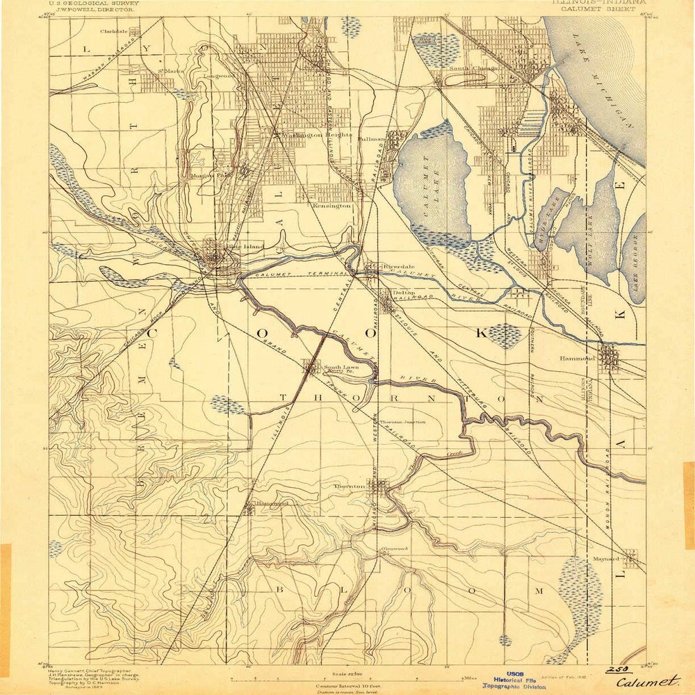 YellowMaps Calumet IL topo map, 1:62500 Scale, 15 X 15 Minute, Historical, 1892, 18.7 x 15.3 in - Polypropylene