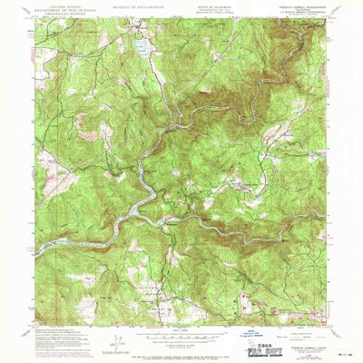 YellowMaps French Corral CA topo map, 1:24000 Scale, 7.5 X 7.5 Minute, Historical, 1948, Updated 1971, 26.9 x 22 in - Polypropylene