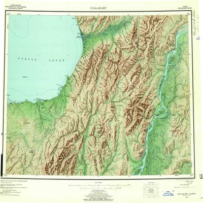 YellowMaps Unalakleet AK topo map, 1:250000 Scale, 1 X 3 Degree, Historical, 1952, Updated 1960, 22.3 x 26.2 in - Polypropylene