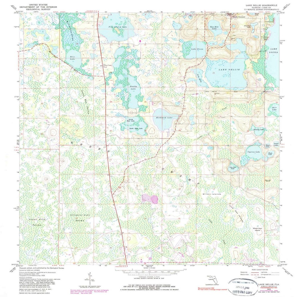 Lake Nellie FL topo map, 1:24000 Scale, 7.5 X 7.5 Minute, Historical, 1959, Updated 1981, 26.8 x 23 in - Tyvek