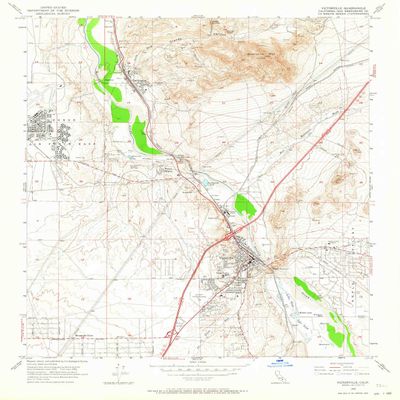 YellowMaps Victorville CA topo map, 1:24000 Scale, 7.5 X 7.5 Minute, Historical, 1956, Updated 1964, 26.9 x 22 in - Polypropylene