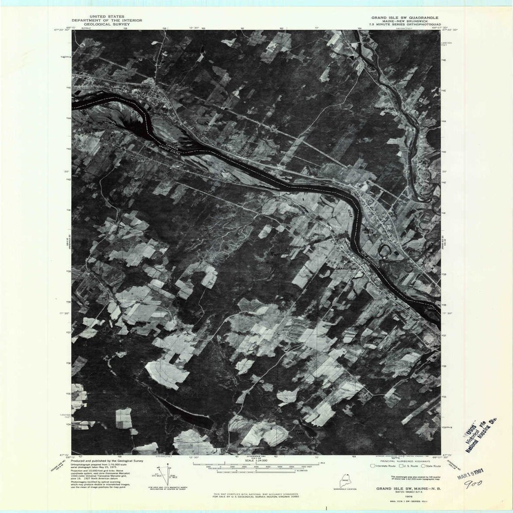 YellowMaps Grand Isle SW ME topo map, 1:24000 Scale, 7.5 X 7.5 Minute, Historical, 1975, Updated 1981, 27.5 x 21.5 in - Polypropylene