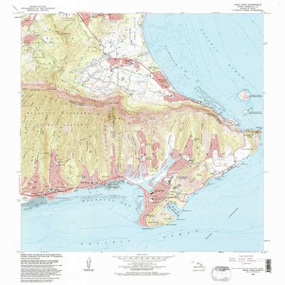 YellowMaps Koko Head HI topo map, 1:24000 Scale, 7.5 X 7.5 Minute, Historical, 1983, Updated 1983, 27.2 x 25 in - Tyvek