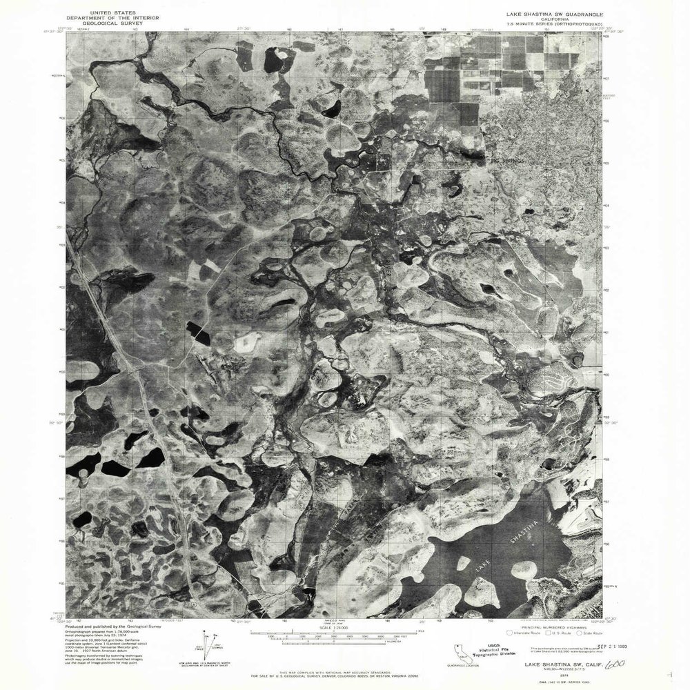 YellowMaps Lake Shastina SW CA topo map, 1:24000 Scale, 7.5 X 7.5 Minute, Historical, 1974, Updated 1980, 26.6 x 21.9 in - Polypropylene