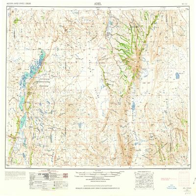 YellowMaps Adel OR topo map, 1:250000 Scale, 1 X 2 Degree, Historical, 1962, Updated 1963, 22.1 x 28.4 in - Polypropylene