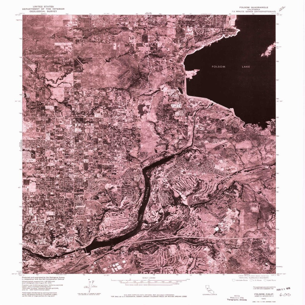 YellowMaps Folsom CA topo map, 1:24000 Scale, 7.5 X 7.5 Minute, Historical, 1975, Updated 1978, 26.7 x 21.4 in - Polypropylene