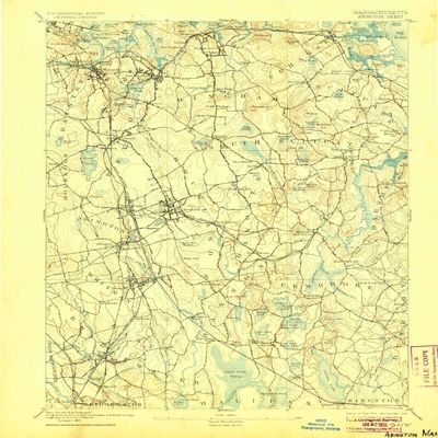 YellowMaps Abington MA topo map, 1:62500 Scale, 15 X 15 Minute, Historical, 1893, Updated 1905, 19.8 x 15.8 in - Tyvek