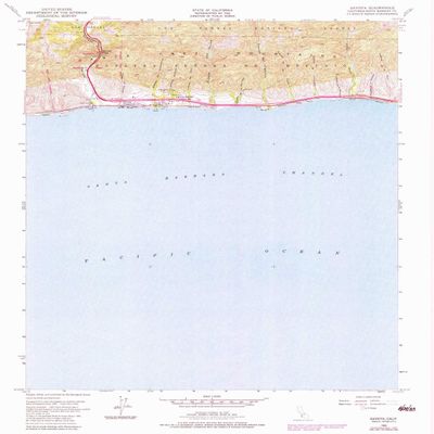 YellowMaps Gaviota CA topo map, 1:24000 Scale, 7.5 X 7.5 Minute, Historical, 1953, Updated 1983, 26.8 x 22 in - Polypropylene