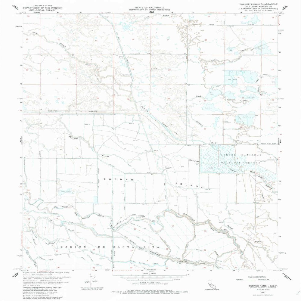 YellowMaps Turner Ranch CA topo map, 1:24000 Scale, 7.5 X 7.5 Minute, Historical, 1961, Updated 1985, 26.8 x 21.5 in - Tyvek