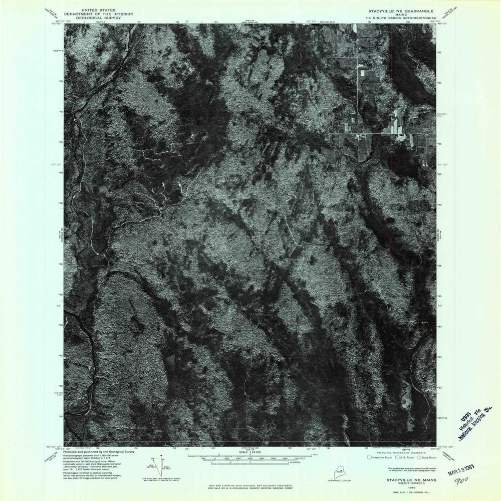 YellowMaps Stacyville NE ME topo map, 1:24000 Scale, 7.5 X 7.5 Minute, Historical, 1975, Updated 1980, 27 x 21.4 in - Polypropylene