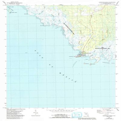 YellowMaps Horseshoe Beach FL topo map, 1:24000 Scale, 7.5 X 7.5 Minute, Historical, 1954, Updated 1993, 26.9 x 22.2 in - Polypropylene
