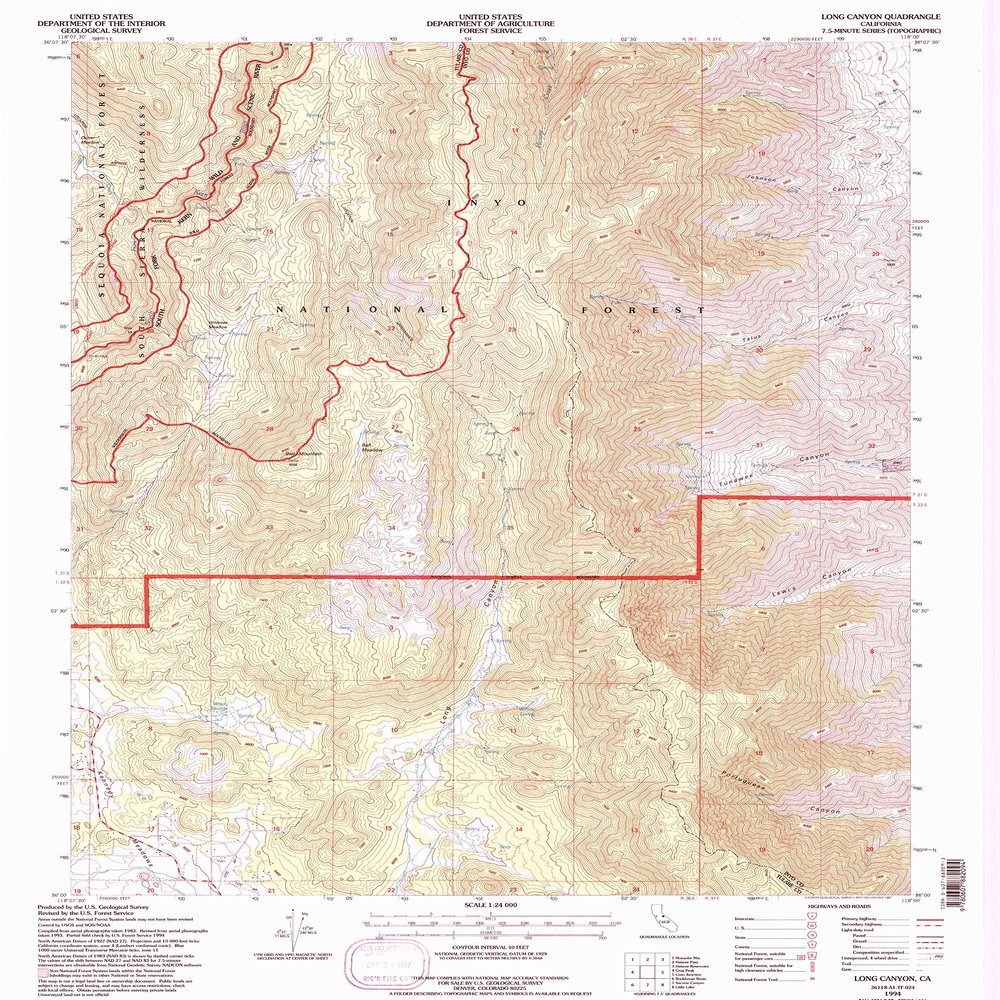 YellowMaps Long Canyon CA topo map, 1:24000 Scale, 7.5 X 7.5 Minute, Historical, 1994, Updated 1997, 26.6 x 21.9 in - Polypropylene