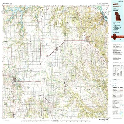 YellowMaps Mexico MO topo map, 1:100000 Scale, 30 X 60 Minute, Historical, 1986, Updated 1990, 24.1 x 40 in - Polypropylene