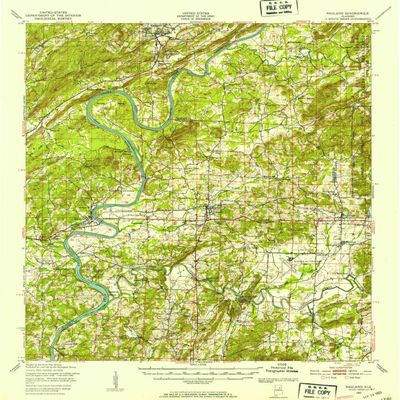 YellowMaps Ragland AL topo map, 1:62500 Scale, 15 X 15 Minute, Historical, 1947, Updated 1953, 20.7 x 16.9 in - Polypropylene