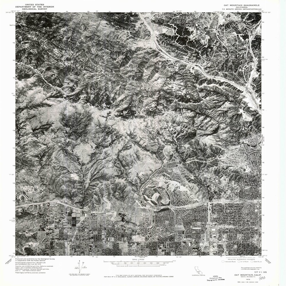 YellowMaps Oat Mountain CA topo map, 1:24000 Scale, 7.5 X 7.5 Minute, Historical, 1976, Updated 1980, 26.7 x 21.9 in - Polypropylene