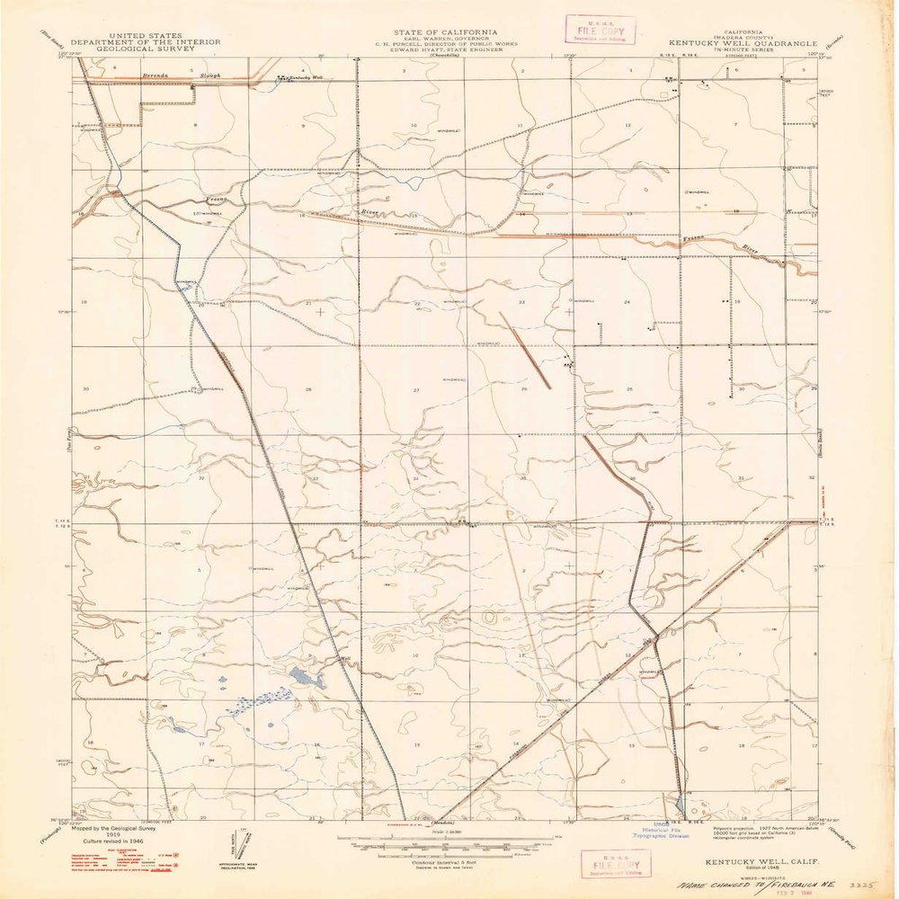 Kentucky Well CA topo map, 1:24000 Scale, 7.5 X 7.5 Minute, Historical, 1948, Updated 1948, 26.8 x 22 in - Polypropylene