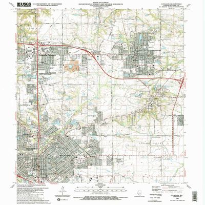 O Fallon IL topo map, 1:24000 Scale, 7.5 X 7.5 Minute, Historical, 1991, Updated 1991, 26.9 x 22 in - Tyvek